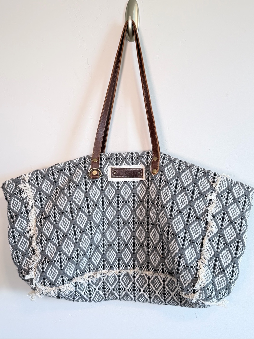 Myra Bag Achromic Weekender Bag XL Travel Woven Boho Bohemian Fringe